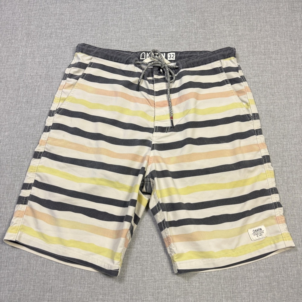 Katin Board Shorts Swim Trunks Shorts Mens 32 Multicolor Striped Drawstring